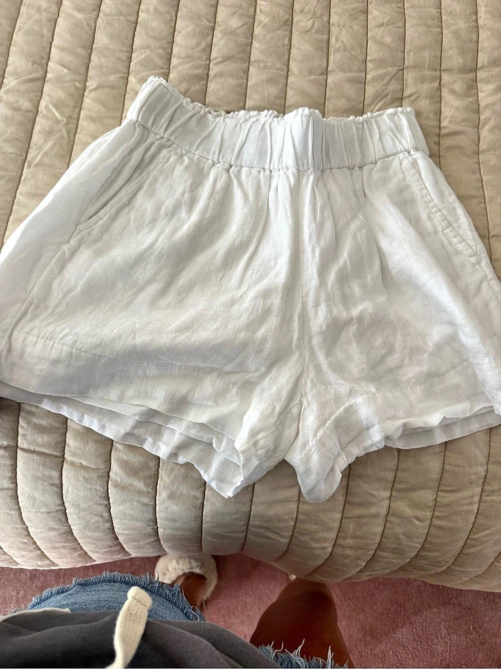 J.Crew Tropez Short in Linen White High-Waist Shorts Small